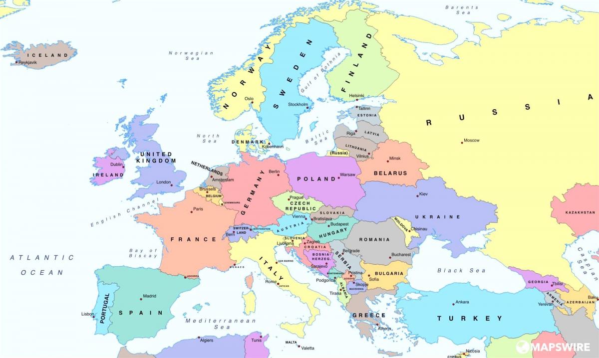 európa térképe mutatja, ausztria