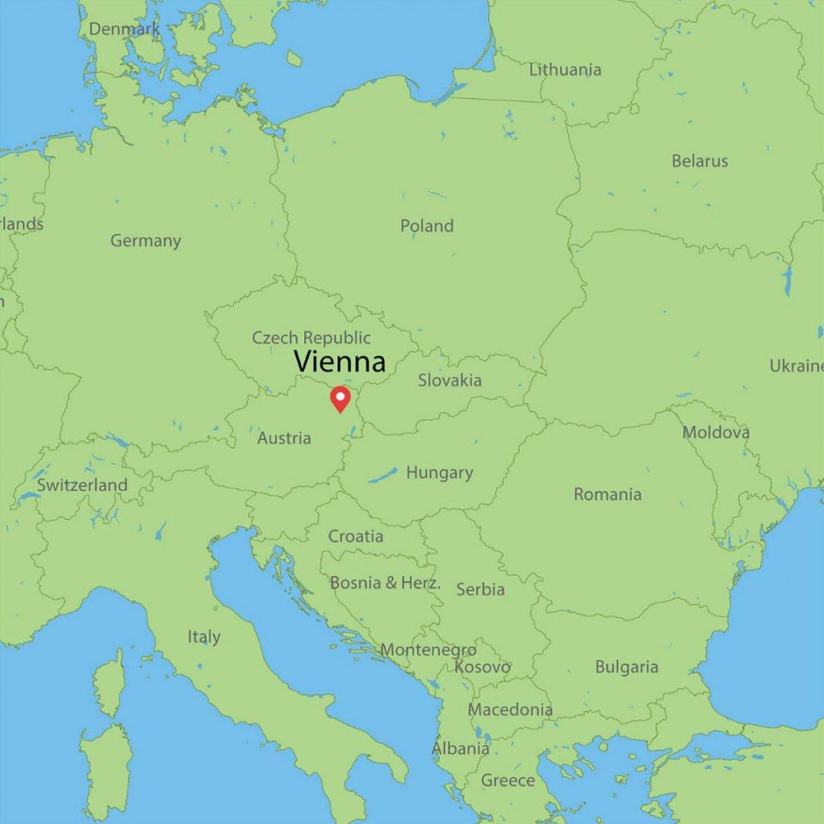 térkép bécs, ausztria, valamint a környező terület