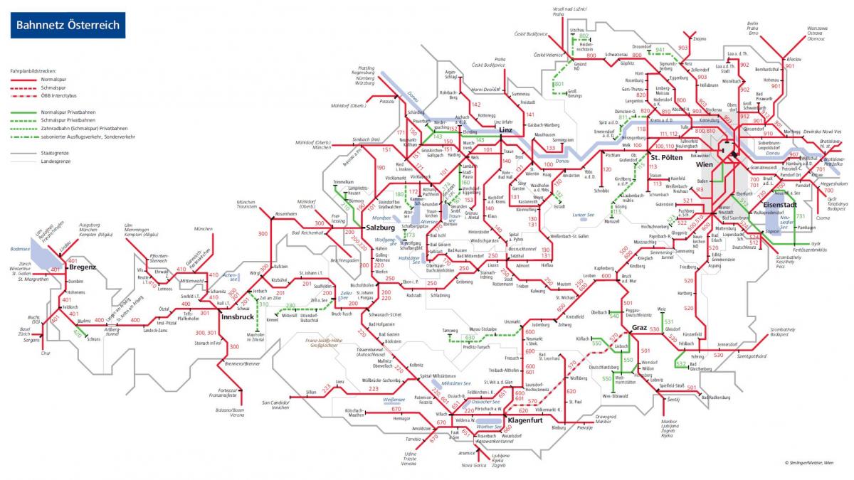 obb osztrák vasúti térkép