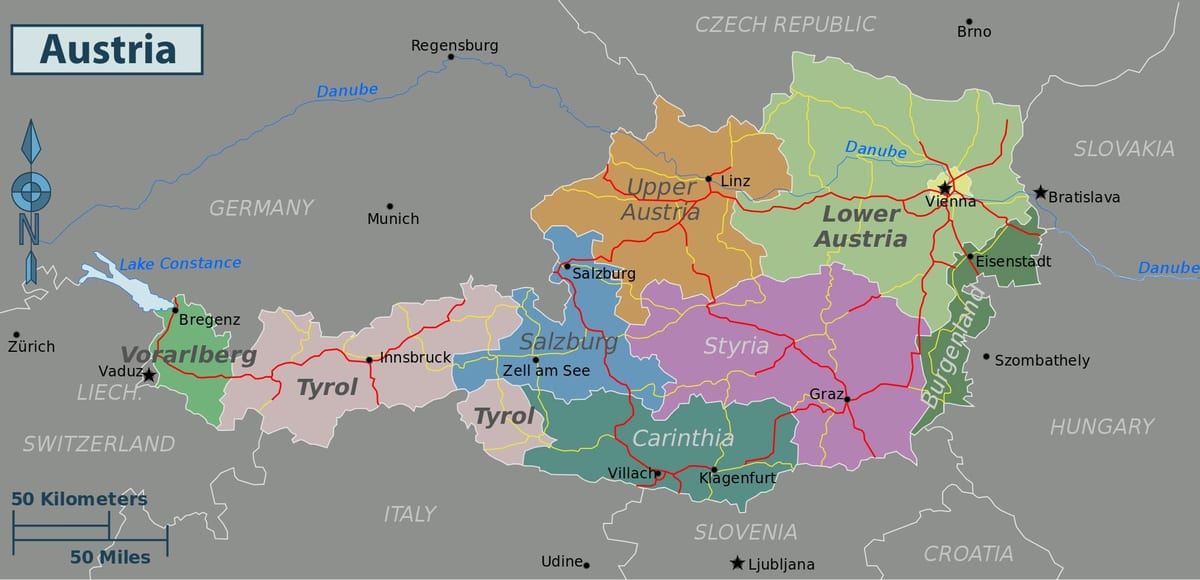 ausztria látnivalók térkép