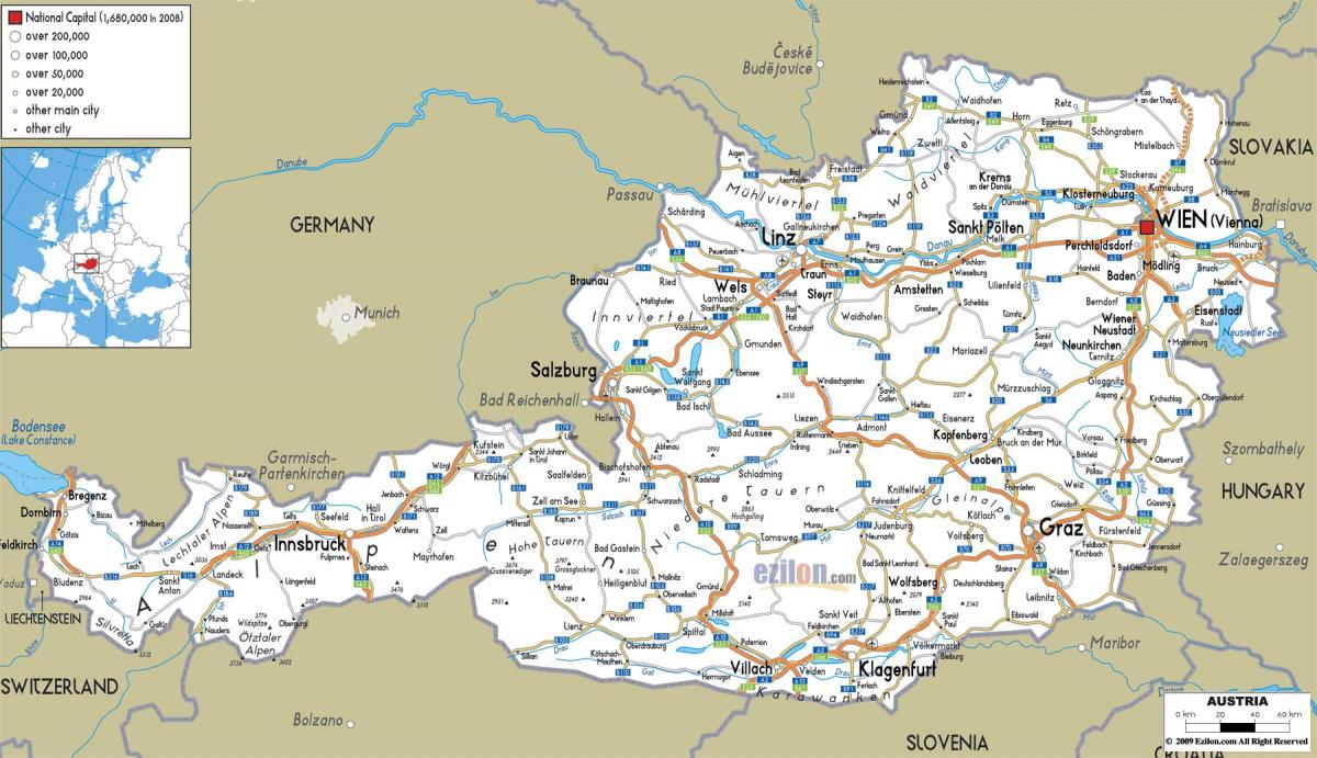 részletes térkép az osztrák városok