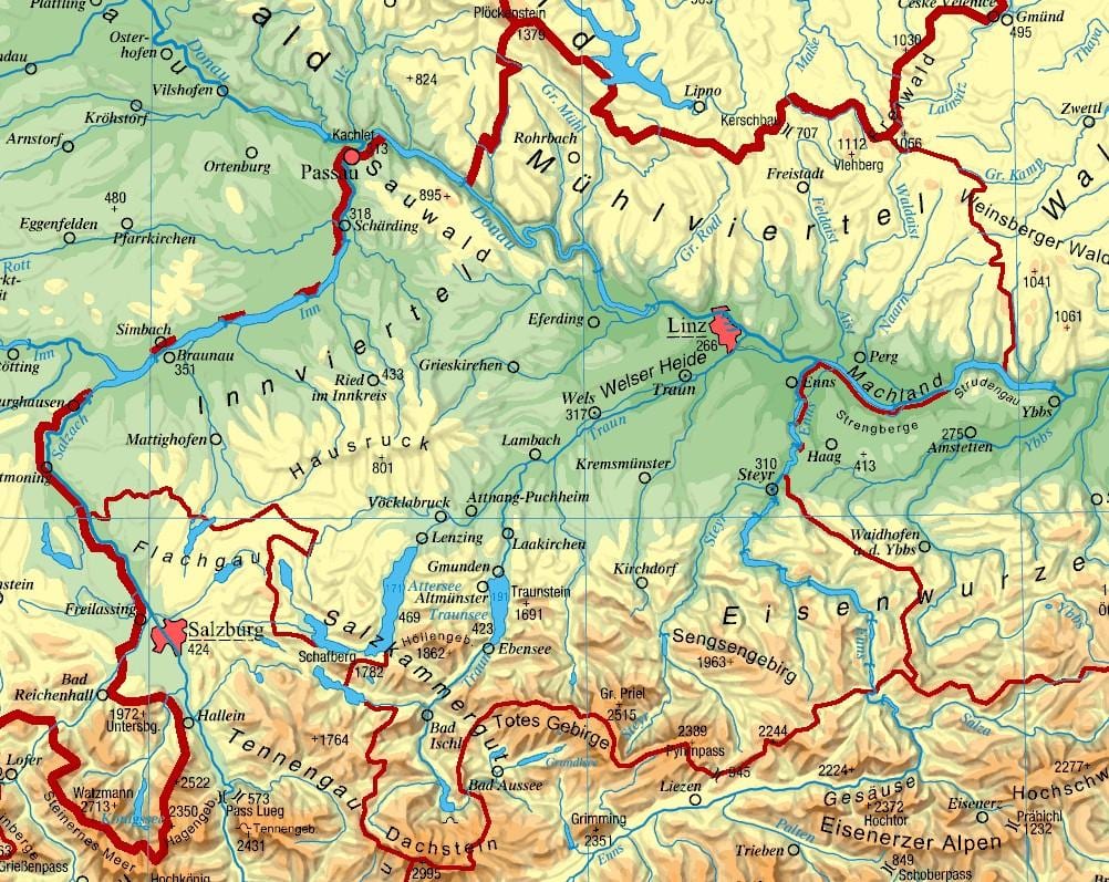 térkép felső-ausztria
