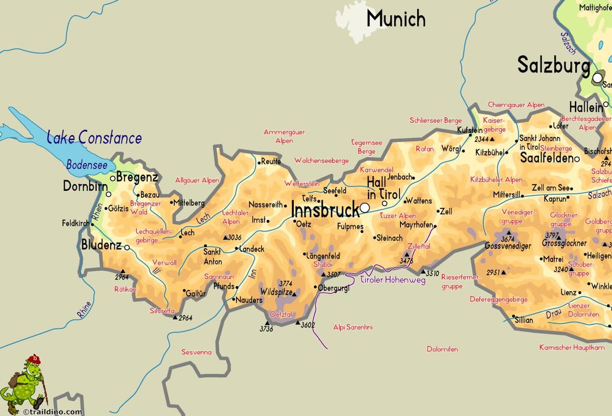 térkép mayrhofen ausztria
