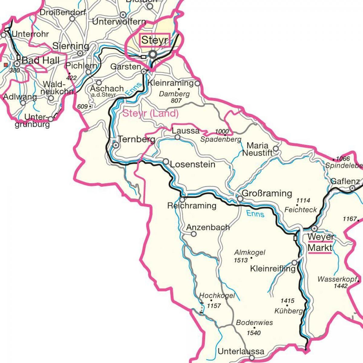 térkép steyr, ausztria 