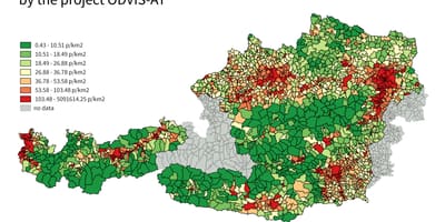 Ausztria népsűrűség térkép