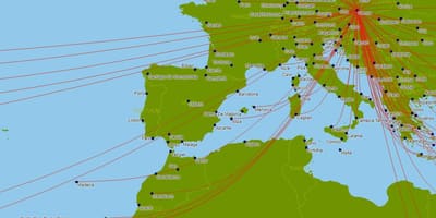 Az Austrian airlines térkép