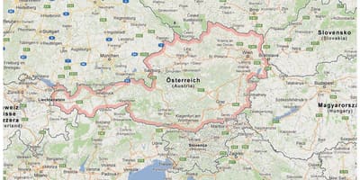 Térkép ausztria, illetve a szomszédos országokban